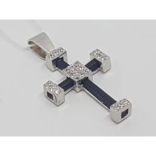 Срібний хрест Гаразд з каучуком і фіанітами. 5541757 мал - фото 3