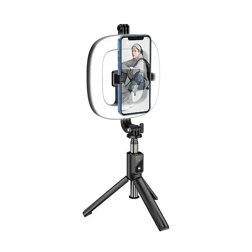 Держатель с кольцевым освещением Hoco Showfull fill light live broadcast holder LV03 Plus BT4.1, 0.95m, LED - фото 6