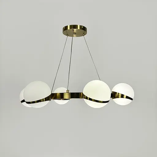 Элегантная латунная кольцевая люстра на 6 плафонов Ø 65 см | Ст. SG 51/6 AB+WT | Line F - фото 6