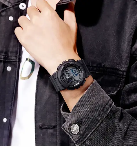 Мужские наручные спортивные часы Skmei 1583 (Черный с белым) - фото 3