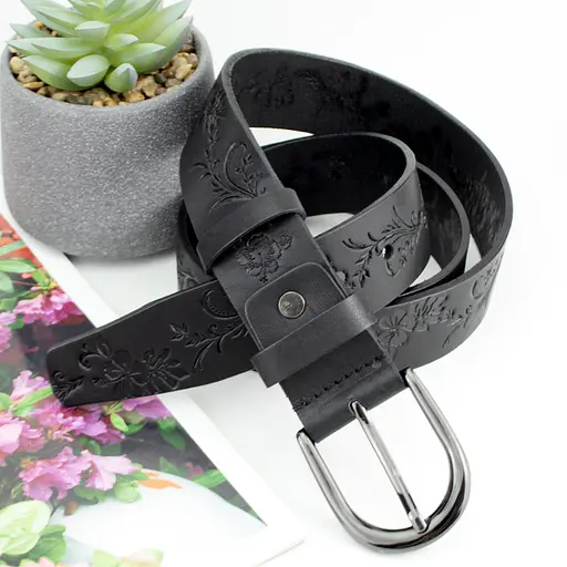 Ремінь жіночий шкіряний батальний SF-3533 чорний (145 см) - фото 4