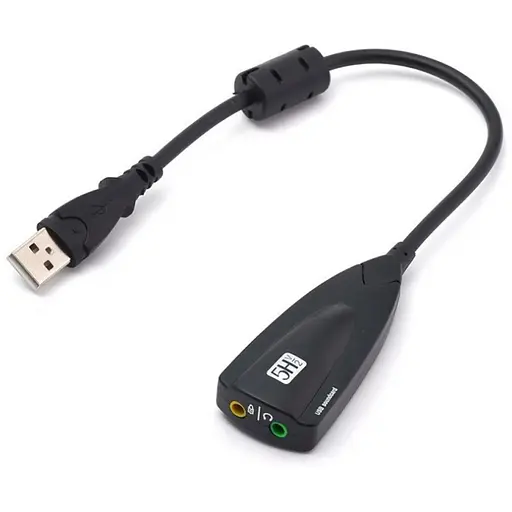 Звуковая плата USB, Virtual 7.1 Channel, C-Media, кабель 25 см, черная