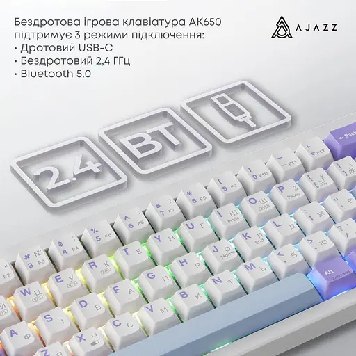 Клавиатура Ajazz AK650 Flying Fish Switch Purple (AK650-FF-PWB) - фото 6