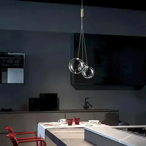 Світильник із 3-ма плафонами різних розмірів у латунному корпусі | Line F | Арт. AA222/3 AB - фото 2