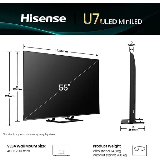 Телевізор Hisense 55U7Q 55" Mini-LED 4K (20015889) EU [147938] - фото 10