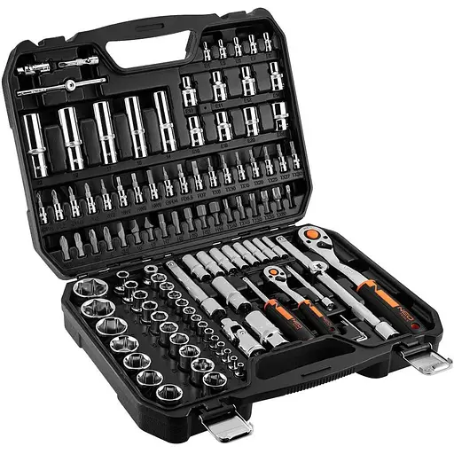 Neo Tools Набір інструментів, Набір торцевих головок, 110шт, 1/2", 1/4", CrV, кейс