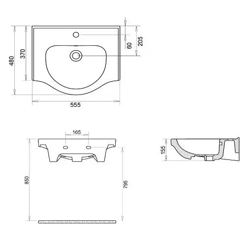 Меблевий умивальник RJ Lotus 55,5x48x15,5 см white RZJ200, Білий - фото 2