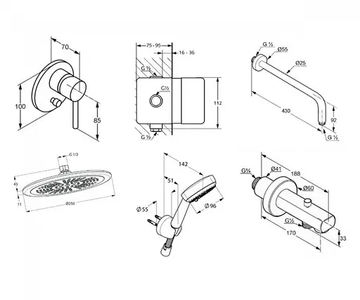 Душова система прихованого монтажу Kludi Bozz хром 386310576 - фото 2