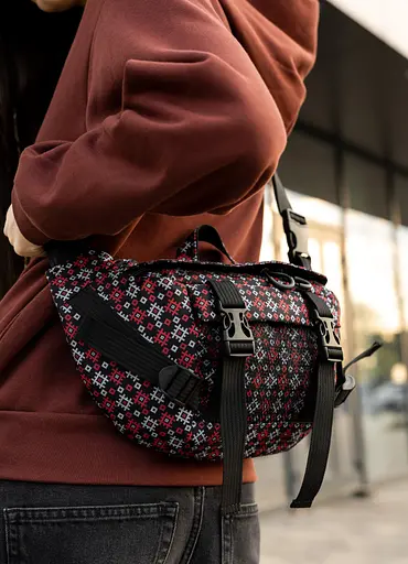 Большая женская поясная сумка бананка Sambag DynamicDart черная 38×21×7 см (80411148) - фото 3