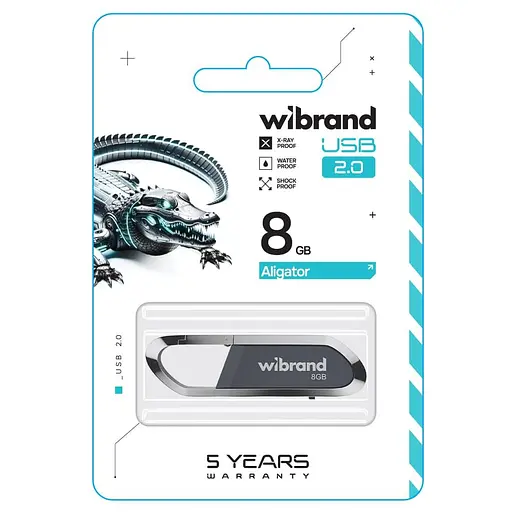 Флэш-накопитель Wibrand USB 2.0 Aligator 8Gb Серый - фото 2