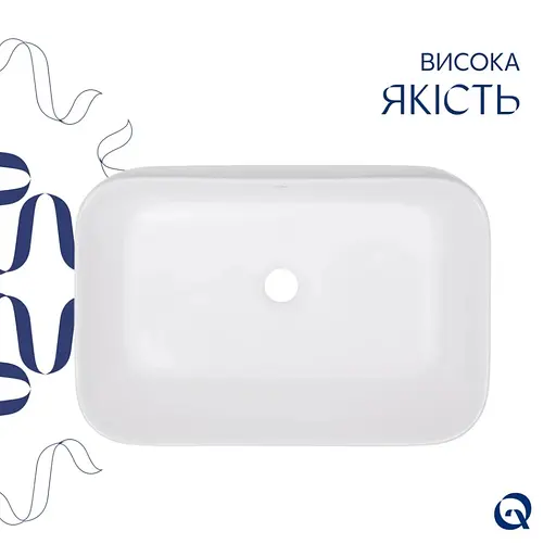 Раковина накладна Qtap Scorpio 550х390х120 мм, White, прямокутна, без донного клапана QT14112243WN - фото 3