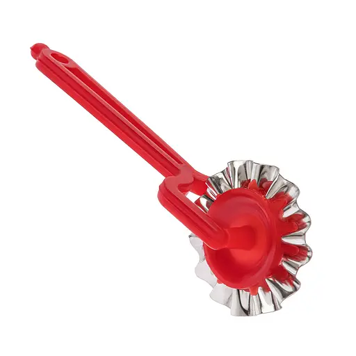 Нож ролик тесторез узкий фигурный зубчатый для теста и вырезания чебуреков Красный 84136 - фото 1