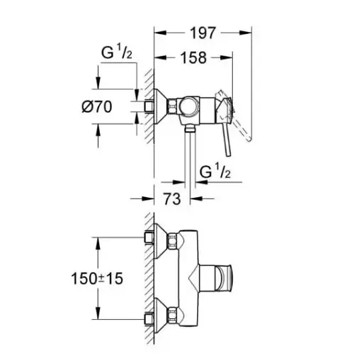 Змішувач для душу Grohe BauClassic одноважільний Хром 30412 - фото 2