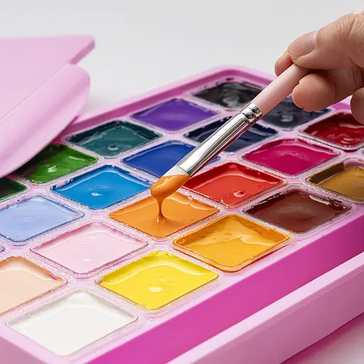 Набор гуашевых красок Jelly Cup 24×30 мл розовый пластиковый пенал HIMI - фото 3