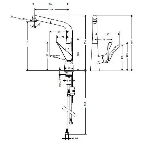 Смеситель кухонный Hansgrohe Metris 14821000 Хром - фото 3