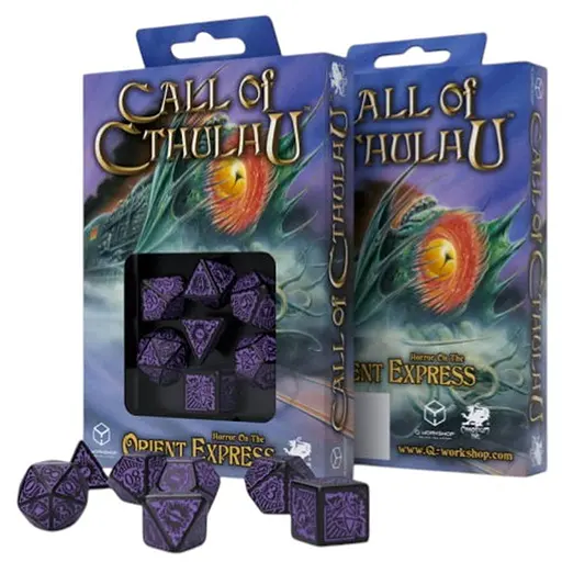 Набір кубиків COC Horror on the Orient Express Black & purple Dice Set , 7 шт. (SCTO05) - фото 1