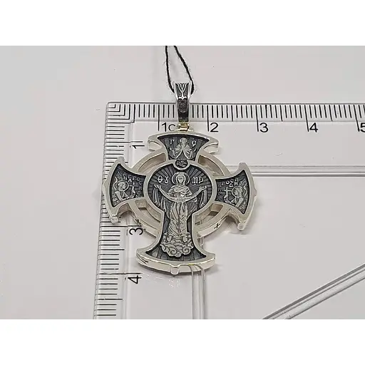 Серебряный крест Харьковская ювелирная фабрика Лики Святых. 3589-Ч - фото 5