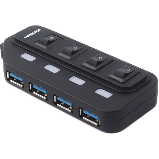 USB-хаб Maxxter HU2A-4P-AC-02 Black