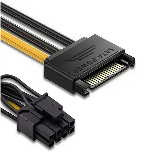 Кабель живлення SATA 15Pin to PCI-E 8Pin(6+2) Б/В - фото 1