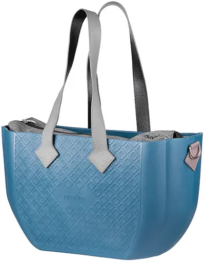 Сумка MyMia ручки кожа, коврик, ремни для коляски, сине-серый Nuvita det0018664 - фото 1