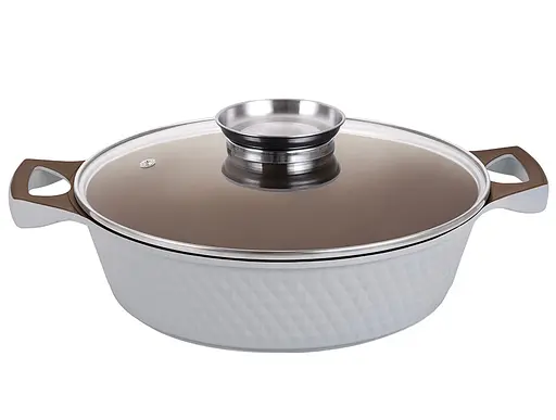 Сотейник Zauberg алюмінієвий мармурове покриття індукційний 28 см 3.5 л білий (YLS8028 I) - фото 2