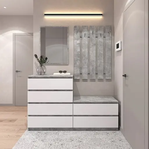 Прихожая VAYS комплект в прихожую №1 бетон-белый фасад