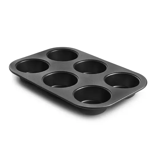 Форма для выпечки кексов и маффинов на 6 ячеек с антипригарным покрытием 26.5х18.5х2.8 см, A-plus Черный 83128 - фото 5