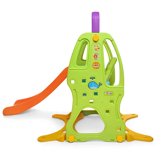 Дитяча гірка-гойдалка BAMBI HF-H002 з баскетбольним кільцем, ш150-в120-д177см, зелена - фото 2