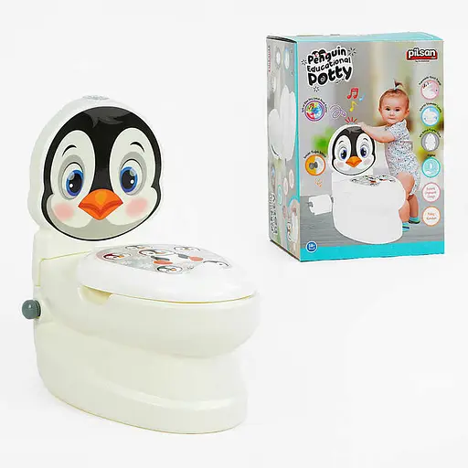 Горщик дитячий Pilsan "Пінгвін", спинка, знімний горщик, тримач для паперу, звуки води, підсвічування 07-565