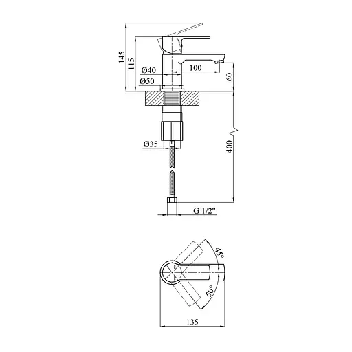 Змішувач для раковини Kroner KRP Bremen - C010 CV012069 Хром - фото 2