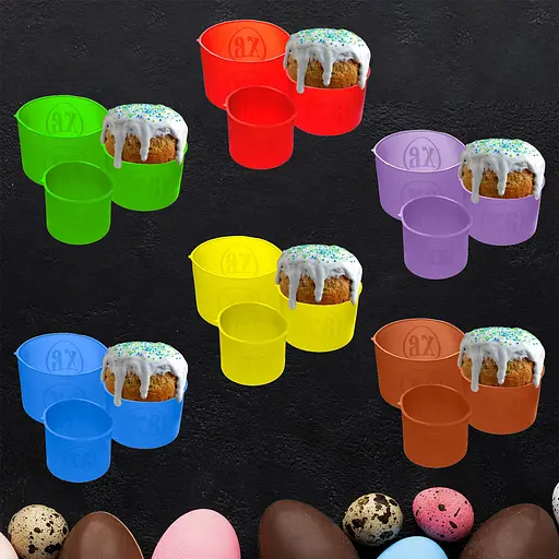 Набор из 3 силиконовых форм для выпекания пасхальной выпечки пасхи и куличей (паски) Ø20/12/15 см, A-plus Желтый 86122 - фото 2