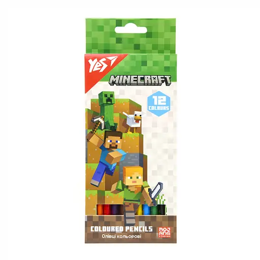 Олівці кольорові Yes Minecraft, 12 кольорів