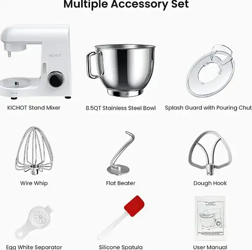 Кухонный комбайн Kichot тестомес миксер 1800 Вт SM-1570N чаша 10 л White - фото 2