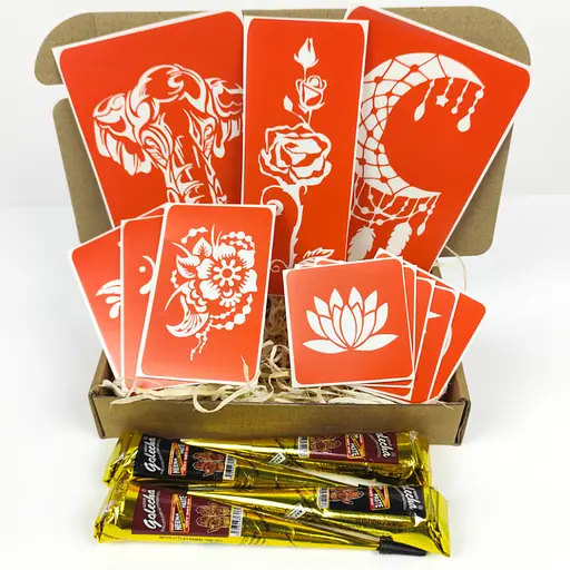 Набор хны с трафаретами для био-тату №5 Fresh Tattoo henna-set-05 - фото 1