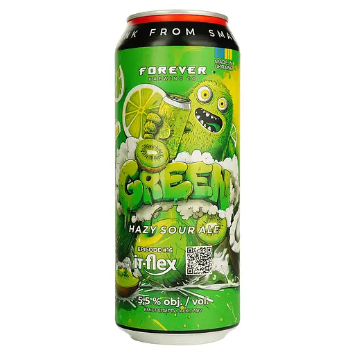 Пиво Forever Green світле нефільтроване 5.5 % 0.5 з/б