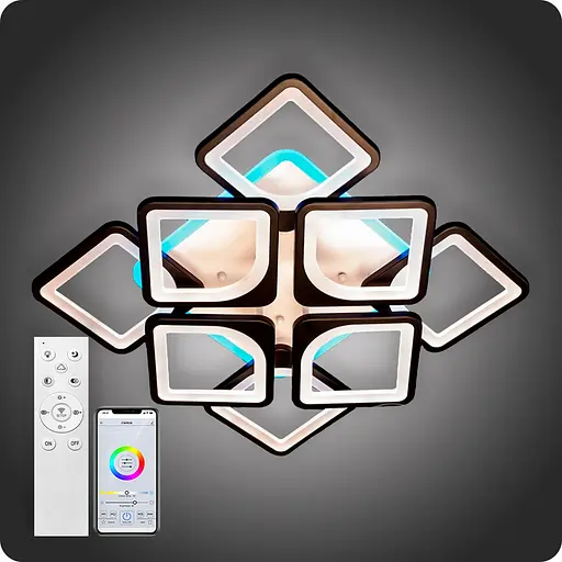 Люстра світлодіодна 517 Light 3color з пультом 192Вт Чорний (01824) - фото 1