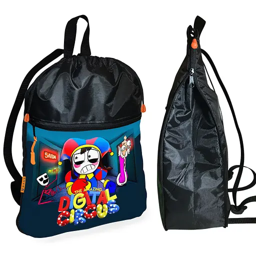 Рюкзак-мешок для школы цифровой цирк детская сумка для обуви и спортивной одежды (01502)