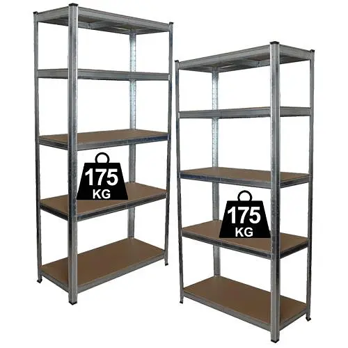 Набір з 2-х металевих стелажів (180 x 90 x 30 см) 5 полиць навантаження 175 кг на полицю Сірий - фото 3