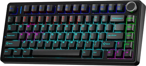 Клавиатура Aula F75 KRGD Blue EN/UA Black, USB, кабель 1.8 м, 327 x 143 x 43.1 мм, RGB подсветка, количество клавиш 80 (6948391202846) - фото 2