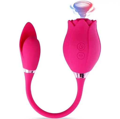 Вакуумный вибратор "Роза" Valery двойная стимуляция USB Розовый K0499-1 - фото 8