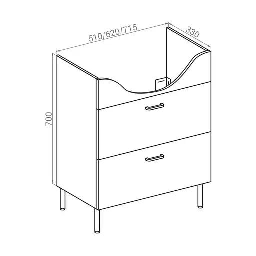 Тумба для підлоги RJ Aster-L з умивальником RJ Lotus RZJ200 55 см Білий RJFU035-0155WHSET(RJFU035-0155WH + RZJ200) Білий - фото 2