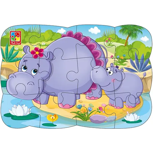 Пазли на магніті Vladi Toys А5 Бегемотики 12 елементів VT3205-76