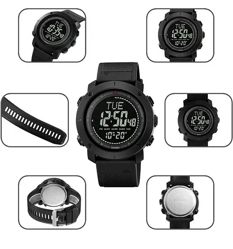 Чоловічий спортивний годинник з компасом Skmei 2095 (Чорний) - фото 7