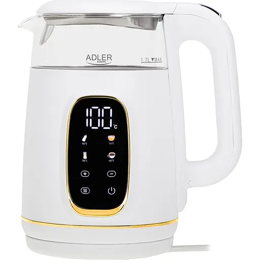 Электрочайник Adler AD 1305 white gold 1850-2200 Вт 1.7 л - фото 1