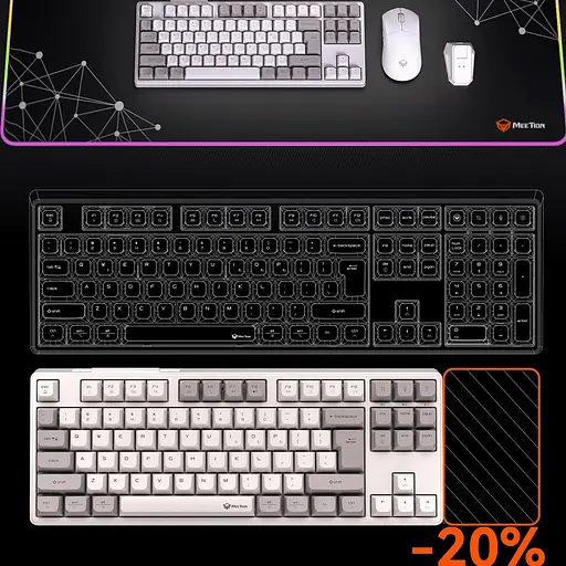 Механическая беспроводная клавиатура MEETION MK14 з RGB подсветкой белая - фото 13