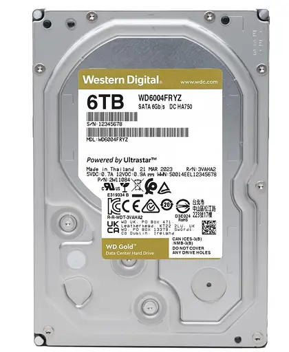 Жорсткий диск Western Digital HDD 3.5 6TB WD Gold (WD6004FRYZ) - фото 1