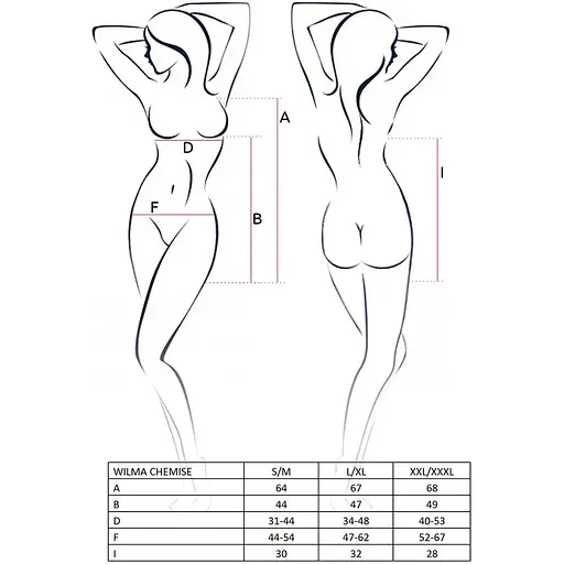 Сорочка приталена з чашечками Passion WILMA CHEMISE Black L/XL, трусики - фото 3