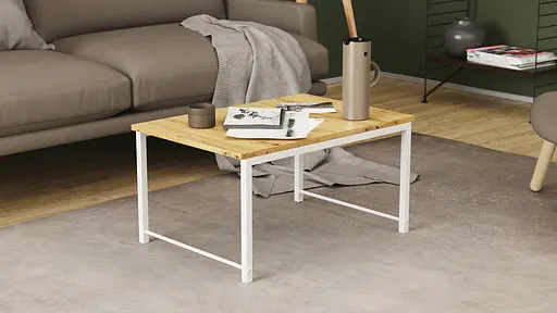 Стіл журнальний приставний Террі Комбо Ferrum-decor 345x662x440 Білий метал ДСП Дуб Артізан 16 мм (FRD-105148)