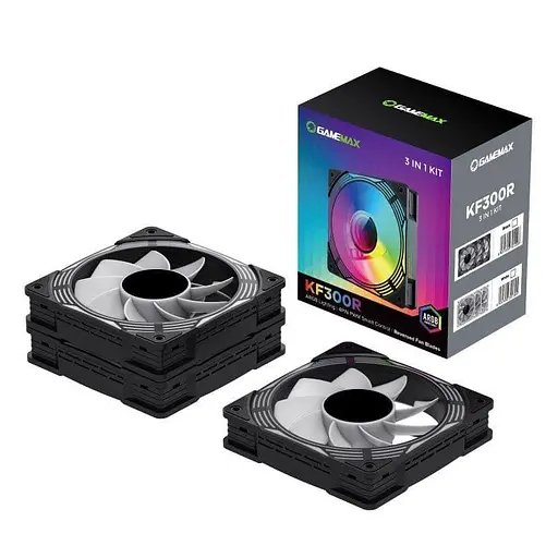 Вентилятор GameMax 120mm*3 KIT ARGB fan (функція ре версу) KF300R BK (KF300R BK) - фото 6