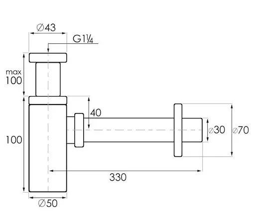 Сифон універсальний для умивальника Yoka black mat click-clack BK.SYPOP-14-BLK, Чорний матовий - фото 5